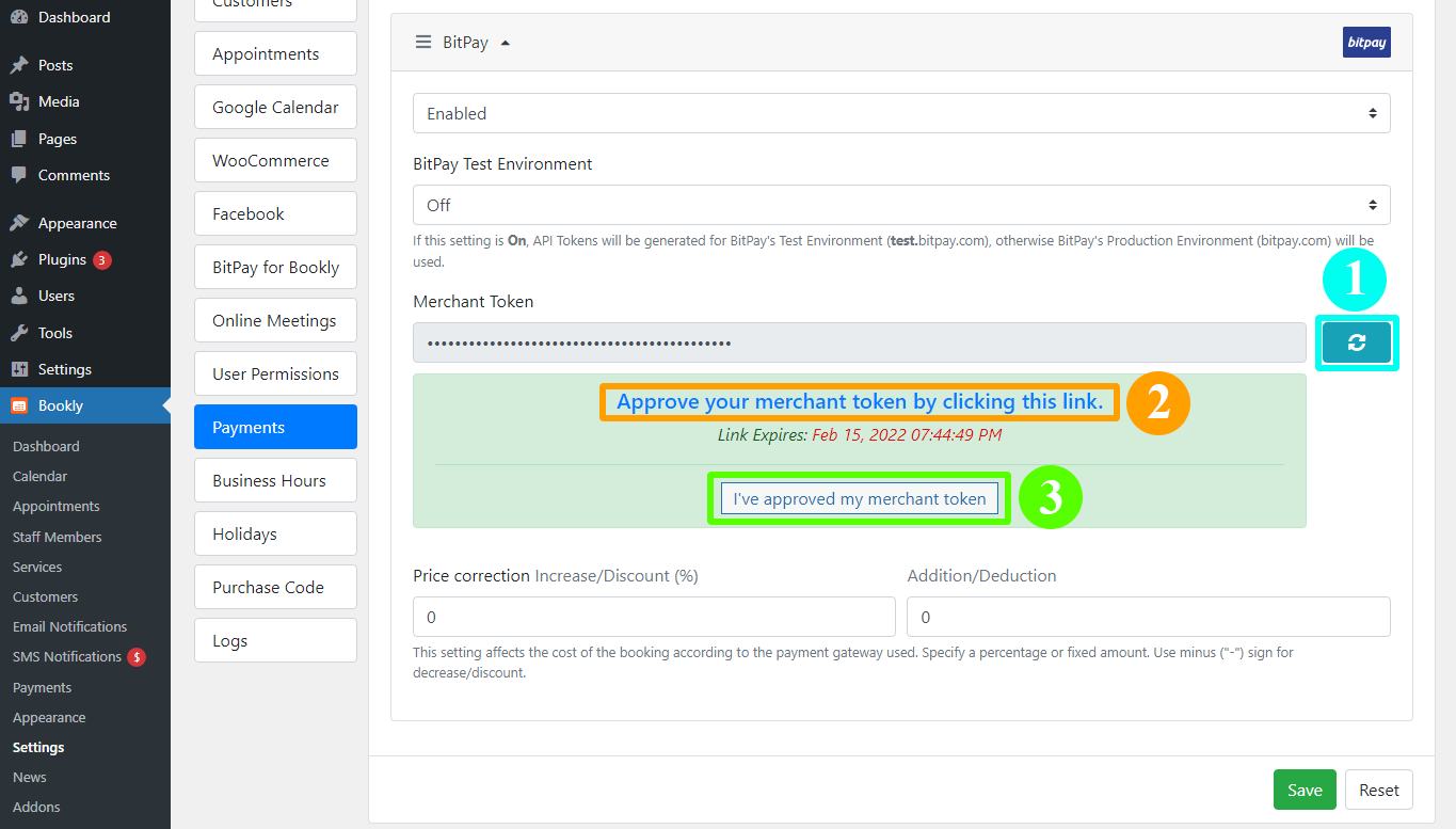 BitPay Payment Settings